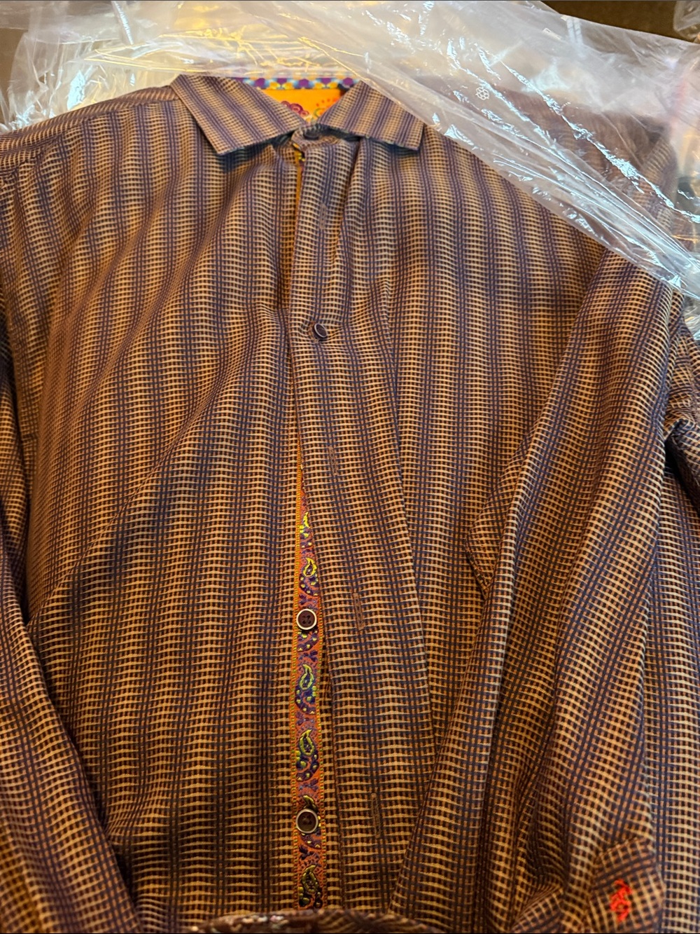 Robert Graham Brown and Blue Micro-Check Dress Shirt